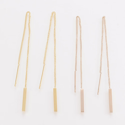 

304 Stainless Steel Stud Earrings Bar Mixed Color 118mm Pin 08mm