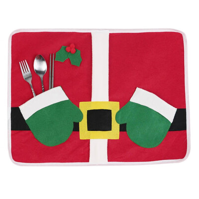 

Christmas Desktop Mat Decoration New Christmas Table Mats Christmas Knife Fork Decorative Holder Dinner Xmas Supplies Decoration