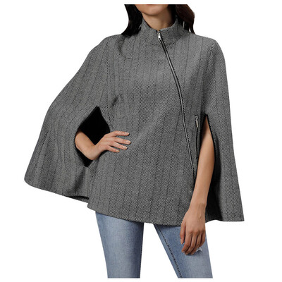 

Toponeto Womens Winter Zipper Cloak Sleeve Coat Elegant Jacket Overcoat Outwear