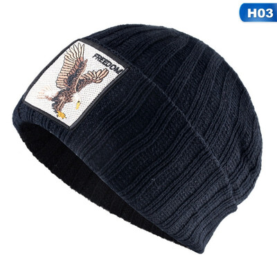 

2019 New Men Women Warm Beanie Hat Embroidery Knitted Animal Logo Hat Beanie Cap