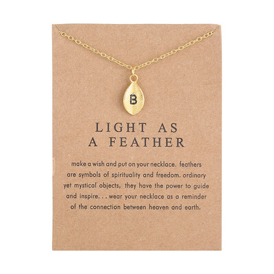 

New Arrived Leaves Light As A Feather Personality 26 English Letters Alphabet Necklace Alloy Pendant