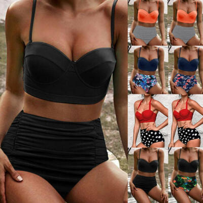 

Women Floral High Waisted Bikini Set Swimsuit Padded Swimwear Bathing Beach Wear