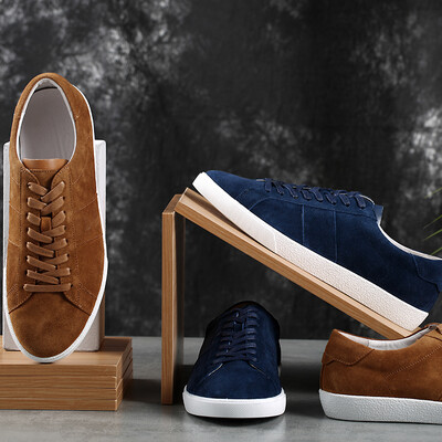 

Beijing Tokyo stencil shoes mens casual suede leather skateboard shoes comfortable breathable wear-resistant blue 43