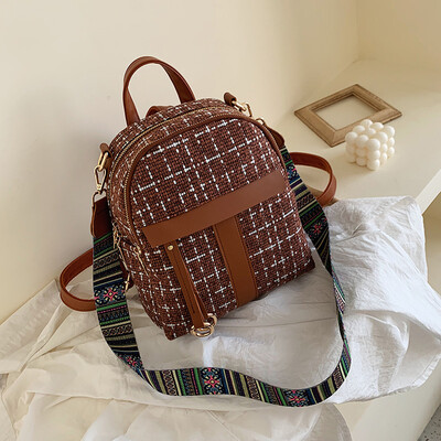 

Mini Woolen Backpack Womens Small Backpack Wild Fashion Bag Female Korean New Student Bag