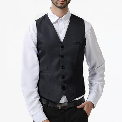 

Toponeto Mens New Style Business Pure V-Neck Vest Fashion Grooms Formal Vest