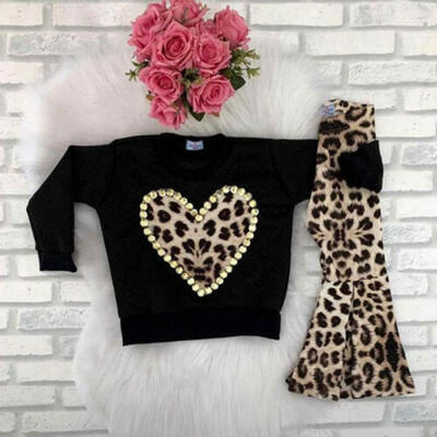 

Newborn Kids Baby Girls Leopard Clothes Tops T Shirt Tee Pants Tracksuit Outfits