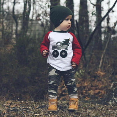 

2PCS Sets Newborn Kid Baby Boy Camouflage Clothes T-shirt Top Pant Outfits