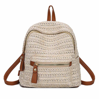 

Fashion Summer Straw Rattan Backpack Women Girl Woven Mini Backpack Casual Travel Beach Shoulder Bag Satchel School Bags