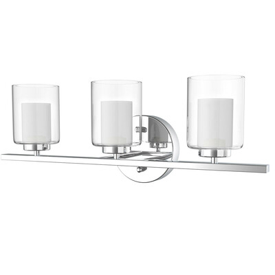 

3-Light Wall Sconce light Fixture w Brushed Chrome Finish