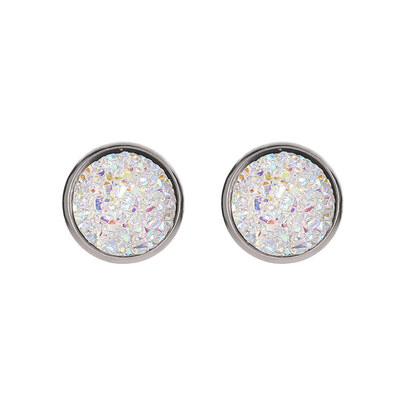 

Temperament Geometric Round Star Shaped Stud Earring Symmetrical Inlay Color Stainless Steel Wild Earbob