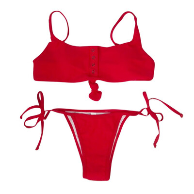 

Roseonmyhand Women Push-Up Padded Bra Beach Solid Button Bandage Bikini Set Swimsuit Swimwear