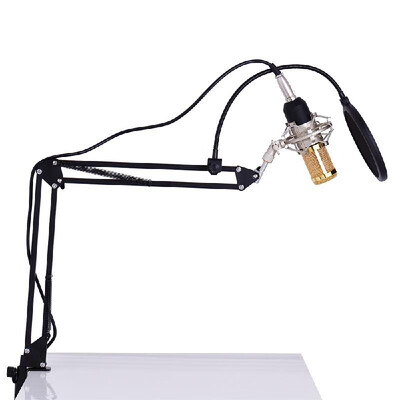 

Professional Studio Broadcasting Recording Condenser Microphone Mic Kit Set 35mm with Shock Mount Adjustable Suspension Scissor A