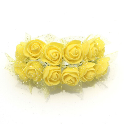 

FUNNYBUNNY 12pcs 25cm Mini Lace Foam Rose Artificial Bouquet Multicolor Rose Wedding Decoration Scrapbooking Fake Easter Gift