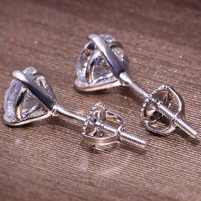 

Three-Prong Martini 1ct Round Diamond Stud Earrings White Gold Bride Jewelry
