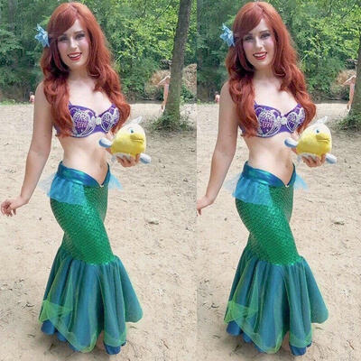 

Women Laides Sexy Mermaid Halloween Costume Fancy Party Sequins Dress Tail Skirt