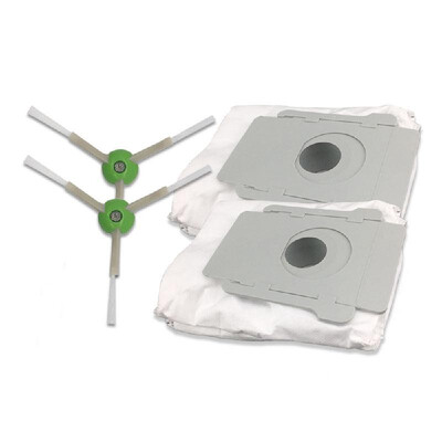 

2Pcs Dirt Dust Disposal Bags 2Pcs Side Brushes Replacement Parts Compatible with i7 i7 E5 E6 Vacuum Cleaner