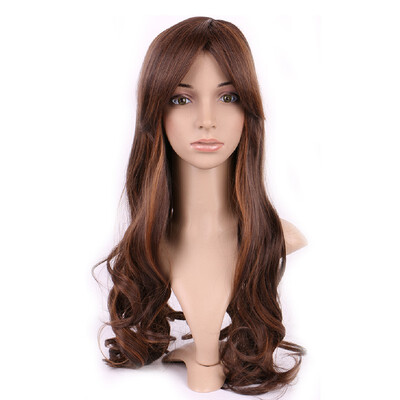 

Long Curly Synthetic Wig with Bangs Hair Wigs Heat Resistant Full Wig Full Head for Women