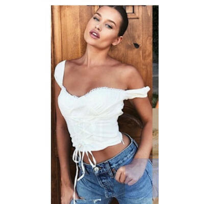 

Women Summer Casual Off Shoulder Tank Top Vest Blouse Sleeveless Crop Tops Shirt