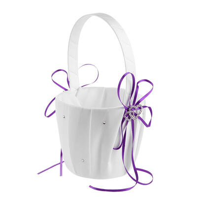 

Double Heart Drill Wedding Love Case Satin Basket Bride Flower Girl Basket
