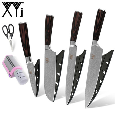 

XYJ Quality Stainless Steel Kitchen Knife And Scissor pink Electric Knife Sharpener Cooking Tools Kitchen Knives