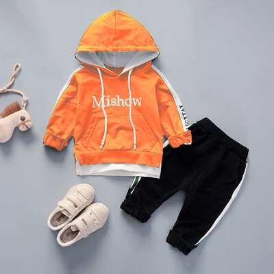 

Toddler Kids Baby Boy Girl Letter Hooded Pullover TopsPants Clothes Set Outfits