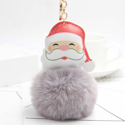

Pompom Faux Plush Christmas Keychain Santa Claus Trinket Plush Key Chain Car Bag Key Ring Xmas Gift