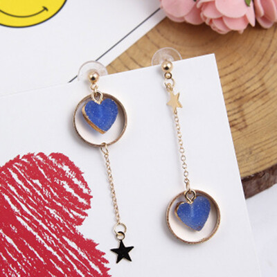 

Stone Earring For Girl Alloy Circle Star Pendant Asymmetry Earing Jewelry New