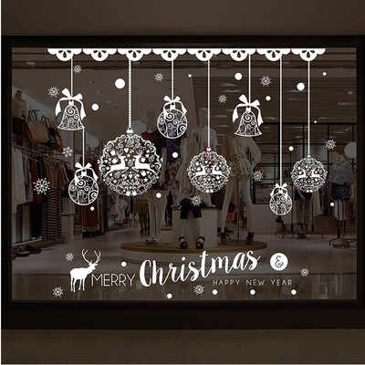 

Gobestart Christmas Shop Window Decoration Wall Removable Stickers Christmas Bells Deer