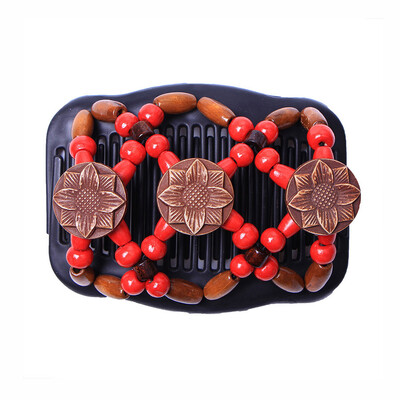 

〖Follure〗Women Magic Acrylic Vintage Hair Comb Double Clips Wooden Hair Slide