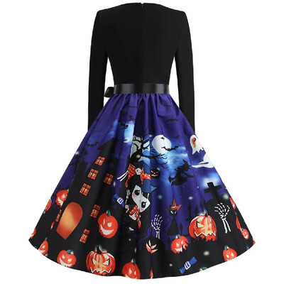 L8070 Cross-border Halloween Womens Round Neck Long Sleeve Ghost Print Elastic Elastic Waist with Black Ribbon Big Swing blue
L8070 Cross-border Halloween Womens Round Neck Long Sleeve Ghost Print Elastic Elastic Waist with Black Ribbon Big Swing blue