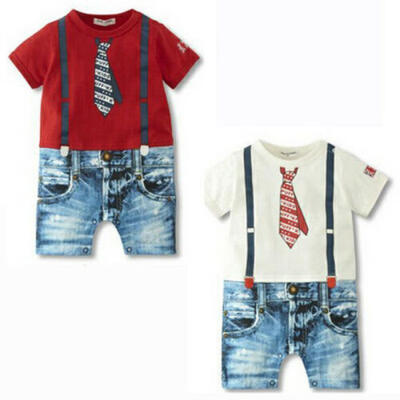 

US Stock Summer Newborn Baby Boy Romper Jumpsuit Outfits Tie Cute Clothes Shorts