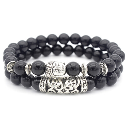 

Volcanic Rock Energy Stone Buddha Head Stone Combination Bracelet Hand Circle Unisex Pair Bracelet Jewelry