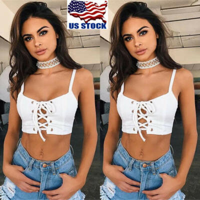 

US Sexy Women Bandage Padded Bralette Bralet Bra Bustier Crop-Tops Cami Tank Top