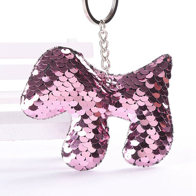 

2019 Fashion Shiny Key chain Sequins Cute Dog Key Chain Key chains for Women Cars Bag Accessories Pendant Key Ring