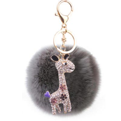 

8cm cents rex rabbit fur ball giraffe keychain plush accessories bag pendant