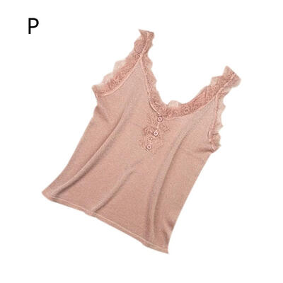 

Lace Decorative V-neck Bright Silk Knit Camisole Fashion Sexy Womens Camisole