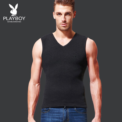 

Playboy PLAYBOY warm vest men plus velvet thickening mens shirt shirt underwear winter cotton Slim middle-aged black