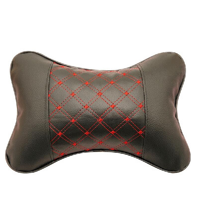 

Factory direct four seasons universal Danny leather car headrest neck pillow red wine embroidered bone pillow car headrest Dark gr