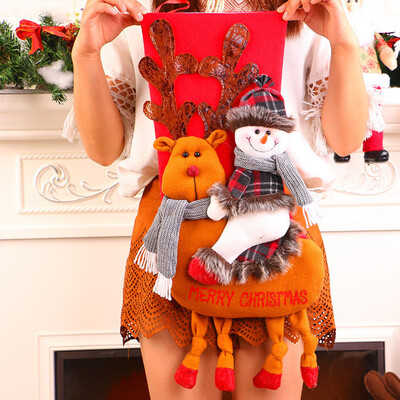 

Tailored Plush Christmas Tree Hanging Gift Candy Socks With Deers Decoration