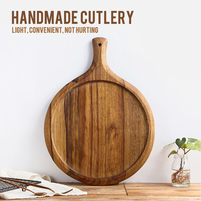 

NeillieN solid wood pizza plate 9 inch breadboard retro Nordic Western tableware