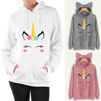 

Unicorn Women Long Sleeve Hoodie Sweatshirt Sweater Casual Hooded Coat Pullover