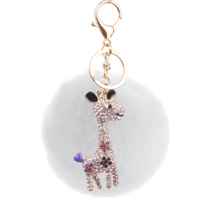 

8cm cents rex rabbit fur ball giraffe keychain plush accessories bag pendant
