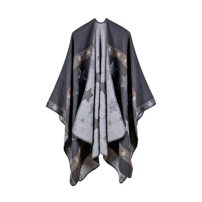 

New Women Knitted Poncho Cape Star Oversized Cardigan Sweater Long Shawl Scarf Cashmere Pashmina