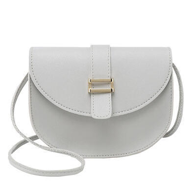 

Solid Color Semicircle Shoulder Handbags Women Leather Crossbody Phone Bags