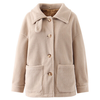 

Tailored Winter Women Faux Fleece Coat Outwear Warm Lapel Biker Motor Jacket