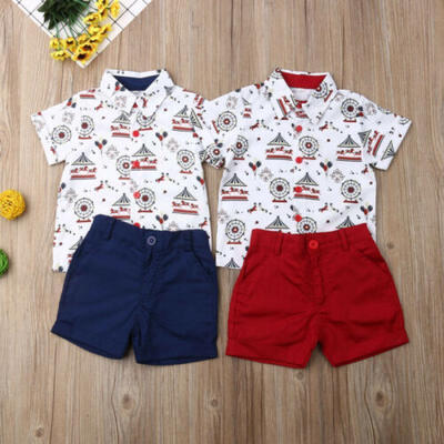 

Baby Boy Kids Gentleman Carousel ShirtShorts Pants Wedding Party Summer Set UK