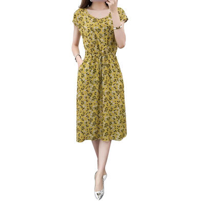 

Boho Flower Print Short Sleeve Tunic Long Dress Women O-neck Maxi Dresses