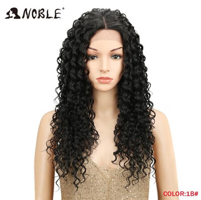 

Noble 30 Inches Synthetic Curly Wigs For Black Women Blonde Brown Colors Long Afro Kinky Curly Hair Middle Part Lace Front Wig
