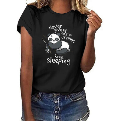 

Starmoon Women Summer Keep Sleeping Printing Pockets Short Sleeve Shirt Casual Tunic Tops