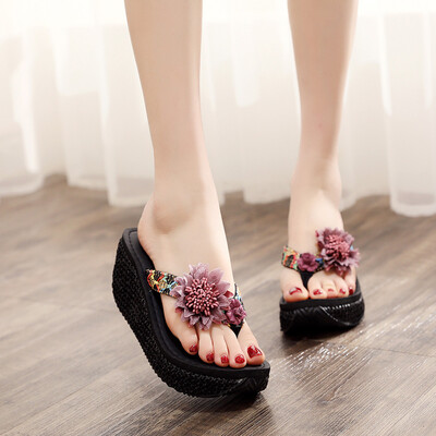 

Rose Women Ladies Fashion Wedges Flower Loafer Causal Beach Slipper Shoes Sandals